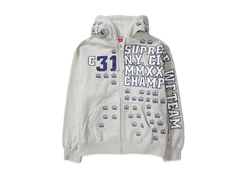 Supreme League Champs Zip Up Hooded Sweatshirt "Heather Grey"