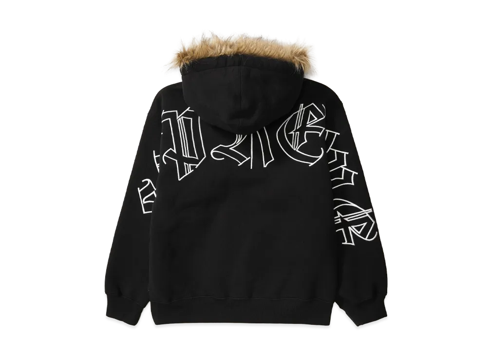 シュプリーム フェイクファー ジップアップ フーデッド スウェットシャツ "ブラック"
