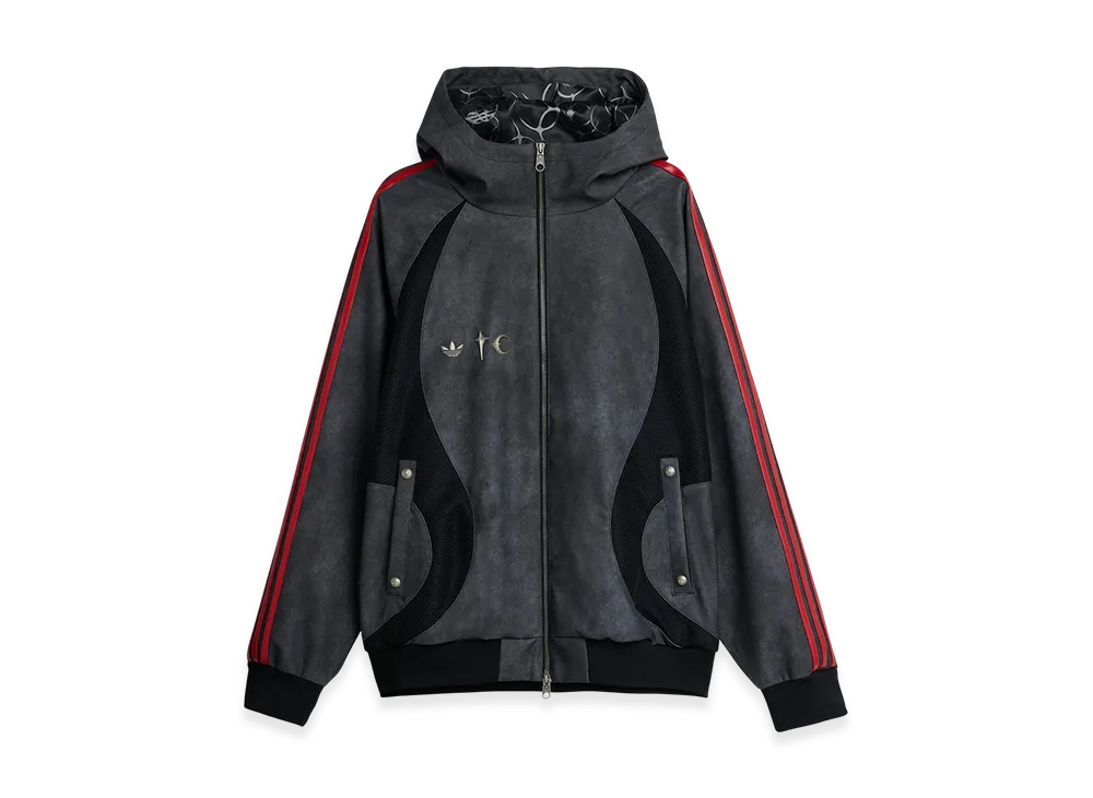 アディダス x サグクラブ チームガイスト PU レザー ジャケット "ブラック/アンティークシルバー"