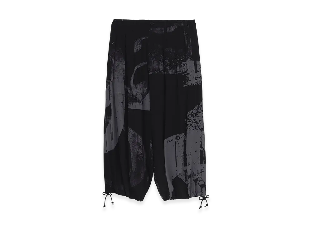 Ground Y Rayon Print Number Pattern Balloon Pants "Black/Gray"