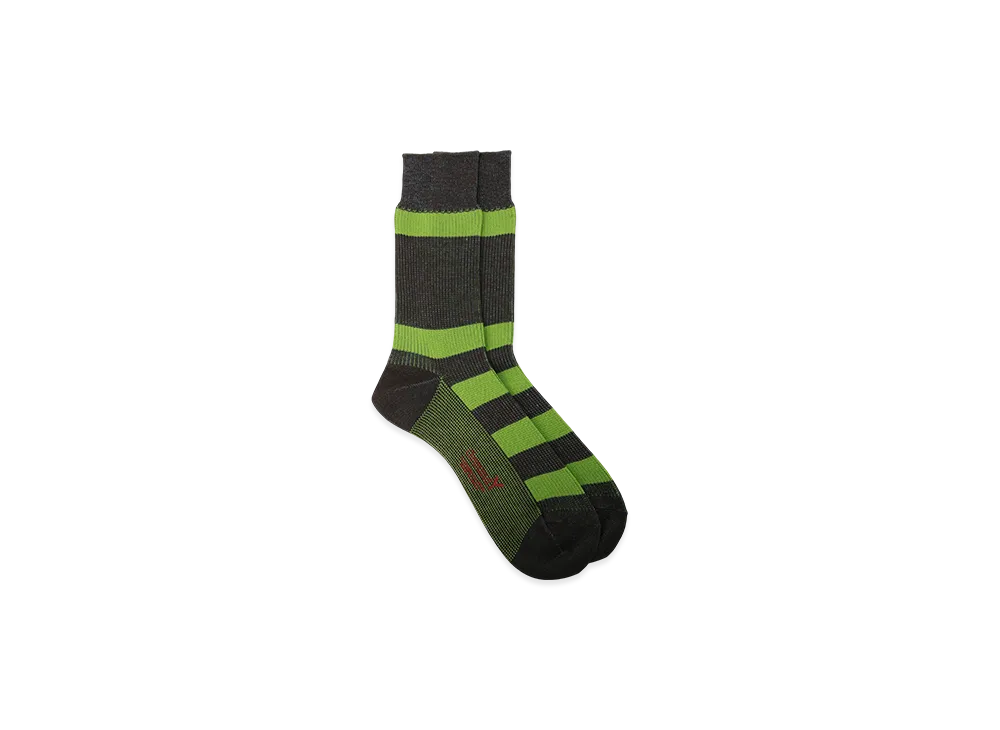 Ground Y Cotton Acrylic Border Socks "Brown"
