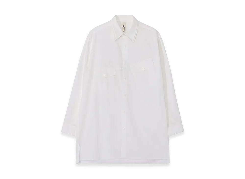 Ground Y Cotton Broad Double Collar Slanted Pocket Shirt "White"
