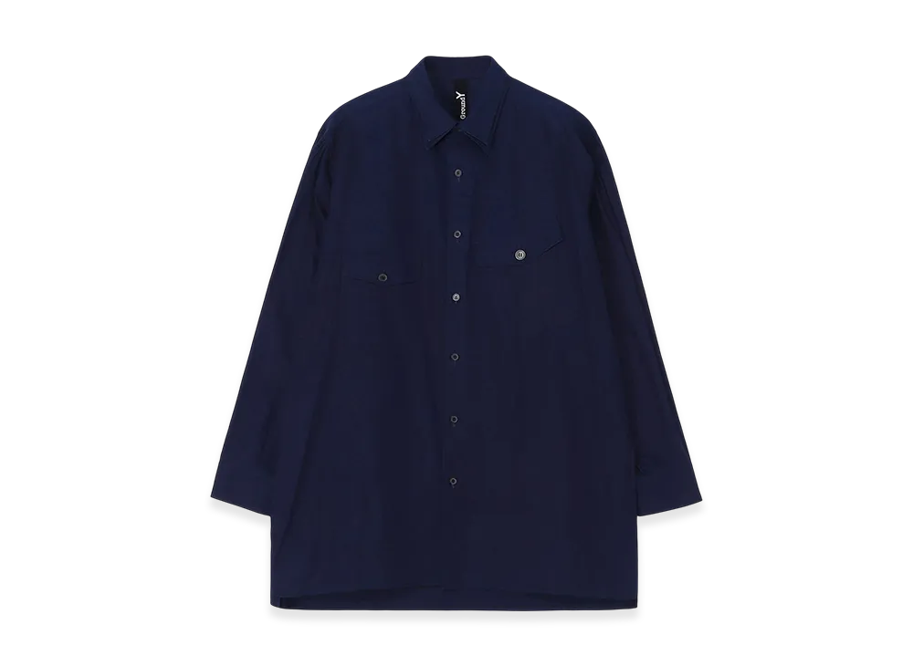 Ground Y Cotton Broad Double Collar Slanted Pocket Shirt "Black"