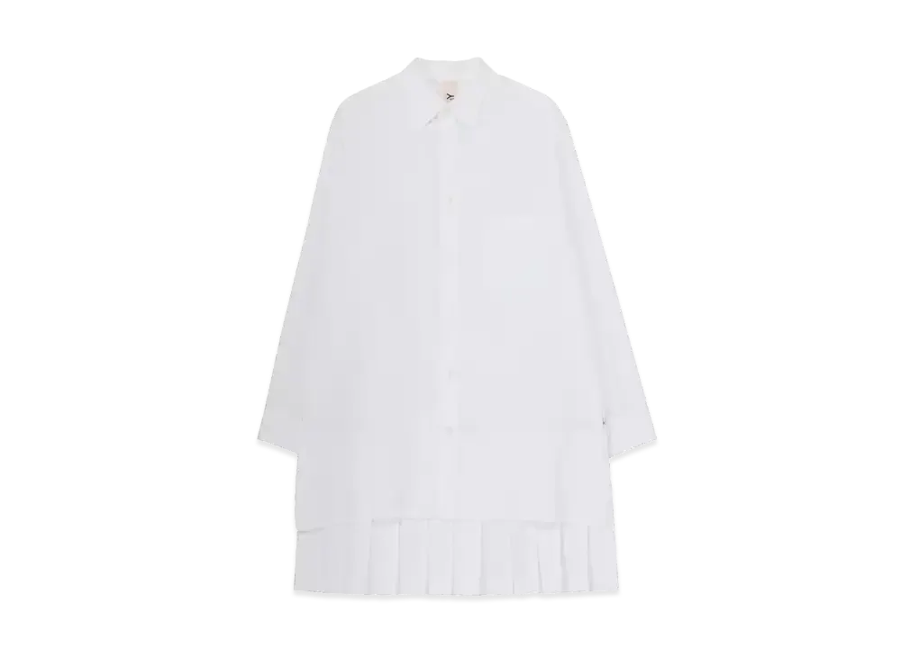 Ground Y Cotton Broad Back Hem Pleated Shirt "White"
