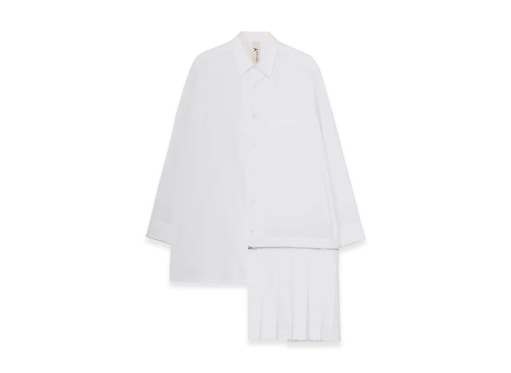 Ground Y Cotton Broad Left Hem Pleated Shirt "White"
