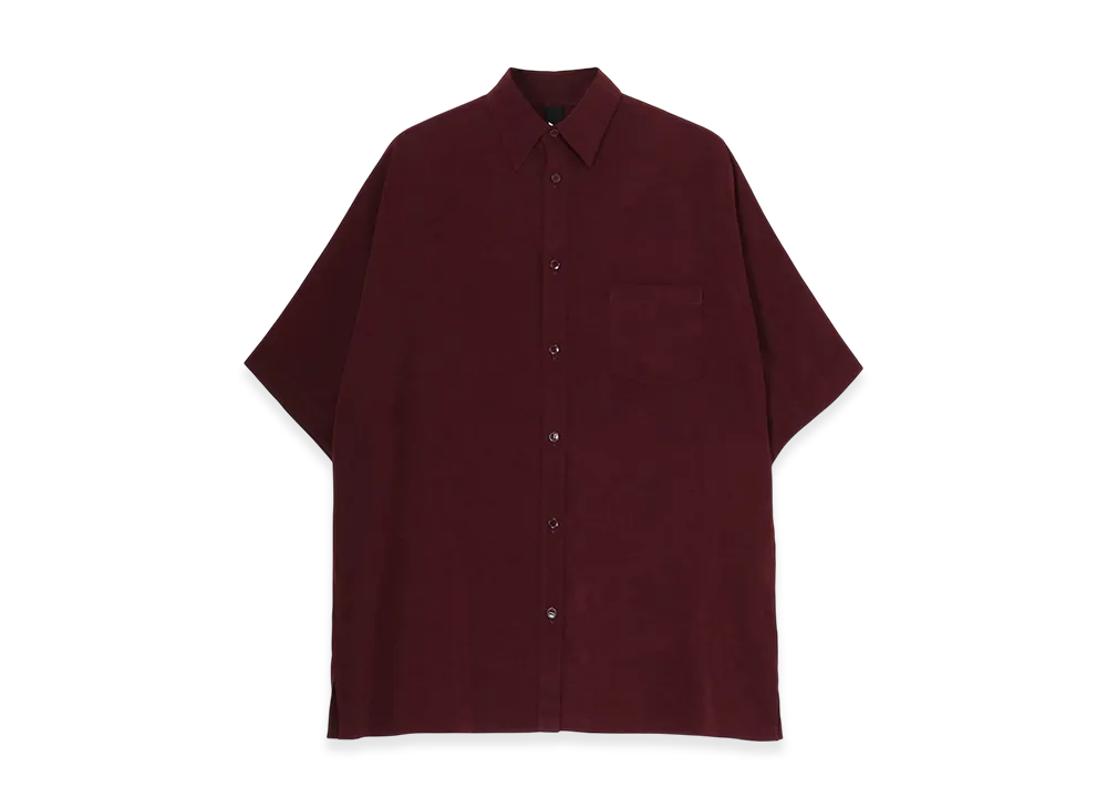 Ground Y Crepe De Chine Front Dolman Big Short Sleeved Shirt "Bordeaux"