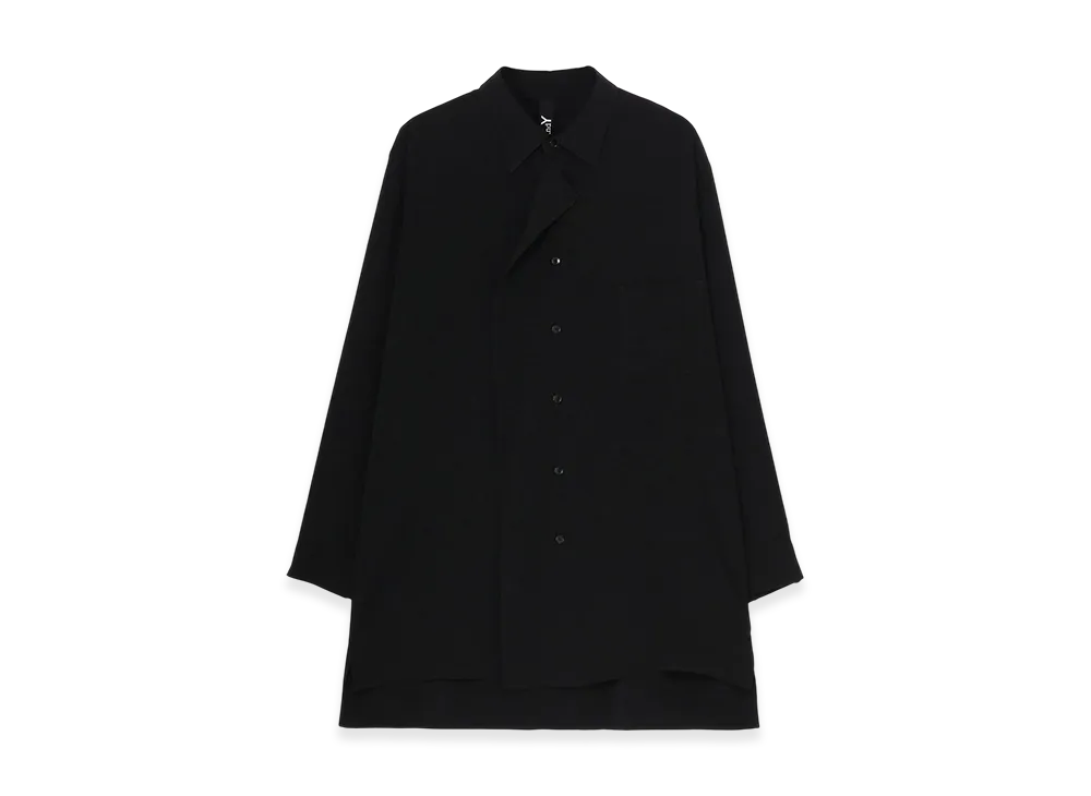 Ground Y Crepe De Chine Left Front Drape Shirt "Black"
