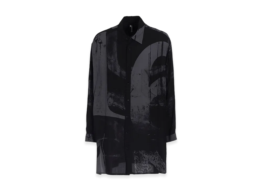 Ground Y Rayon Print Number Pattern Long Shirt "Black/Gray"