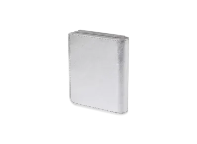 Ground Y Cow Leather Double Fold Wallet "Silver"