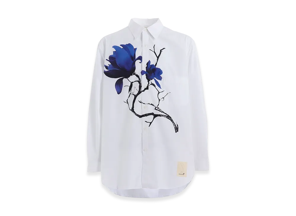 Ground Y Cotton Broadcloth Magnolia Flower Big Shirt "White"