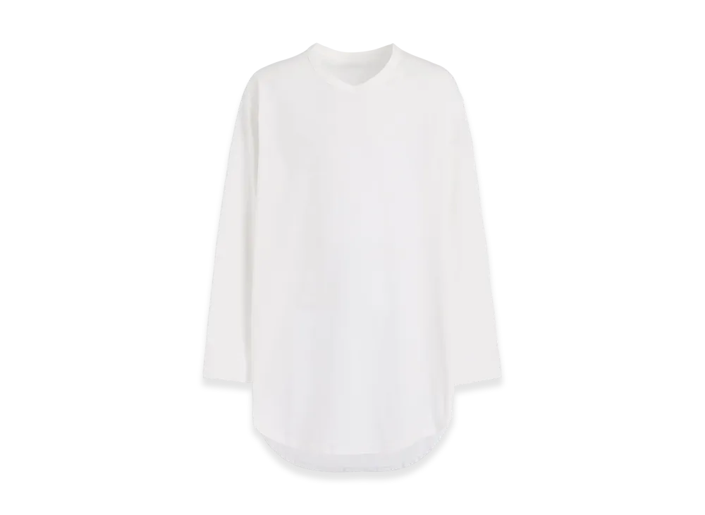 Ground Y Cotton Jersey Hem Round Jumbo T-Shirt Long Sleeves "White"