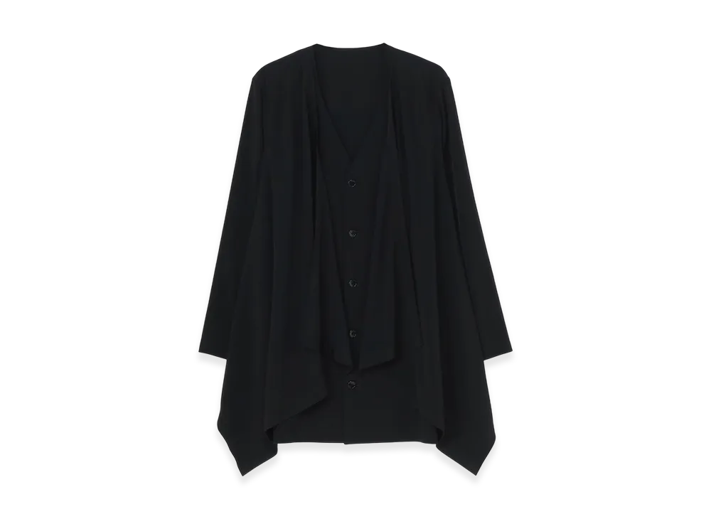 Ground Y Silicon Jersey+ Crepe De Chine Front Double Flounce T-Shirt "Black"