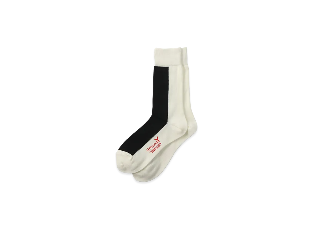Ground Y Front And Back Two Color Socks "White/Black"