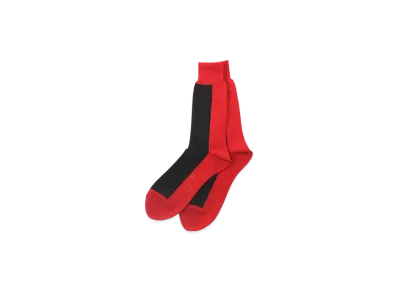 Ground Y Front And Back Two Color Socks "Red/Black"