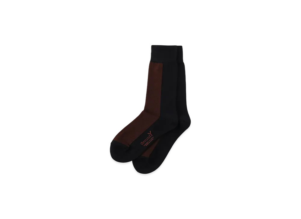 Ground Y Front And Back Two Color Socks "Black/Brown"