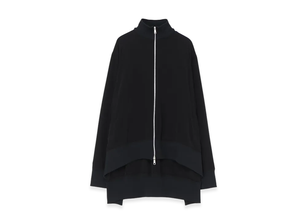 Ground Y Crepe De Chine Curved Hemline Tracksuit Jacket "Black"