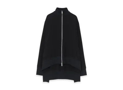 Ground Y Crepe De Chine Curved Hemline Tracksuit Jacket "Black"