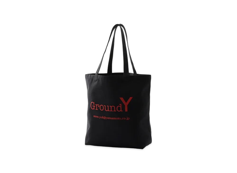 Ground Y Cotton Canvas Logo Tote Bag "Black/Red"