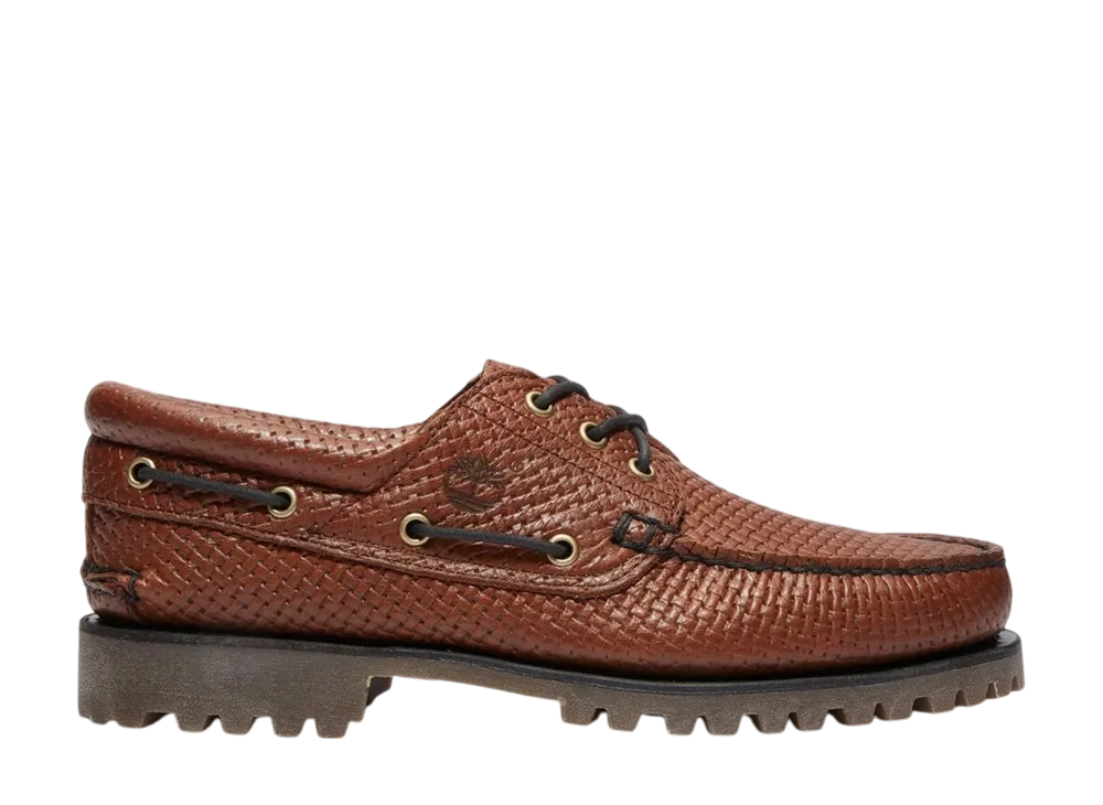 ティンバーランド オーセンティック 3アイ ラグ ハンドソーン ボートシューズ "ミディアムブラウン"