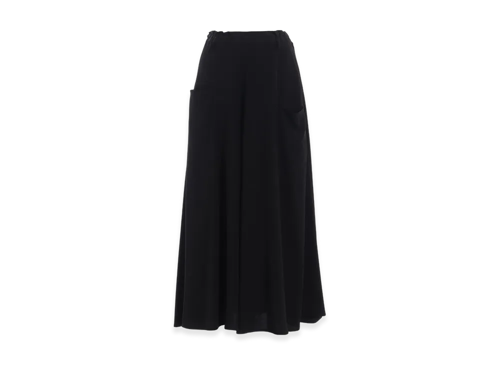 Y's Crepe De Chine Front Panel Pocket Skirt "Black"
