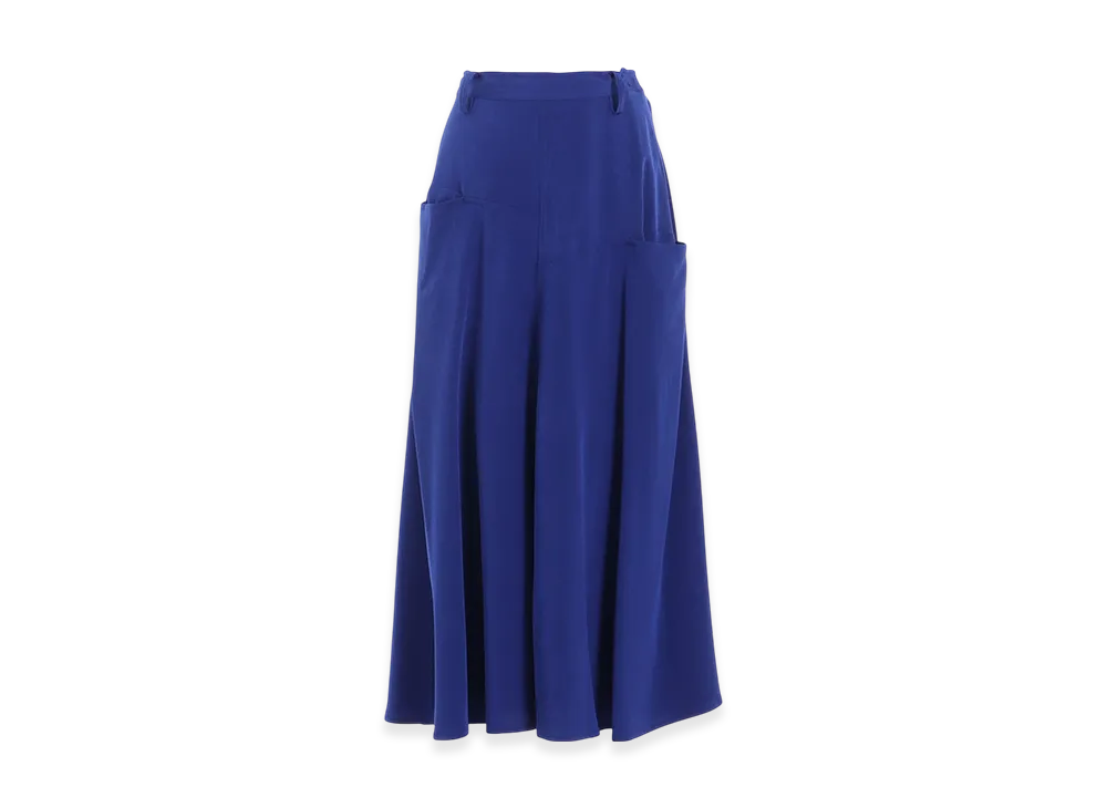 Y's Crepe De Chine Front Panel Pocket Skirt "Blue"