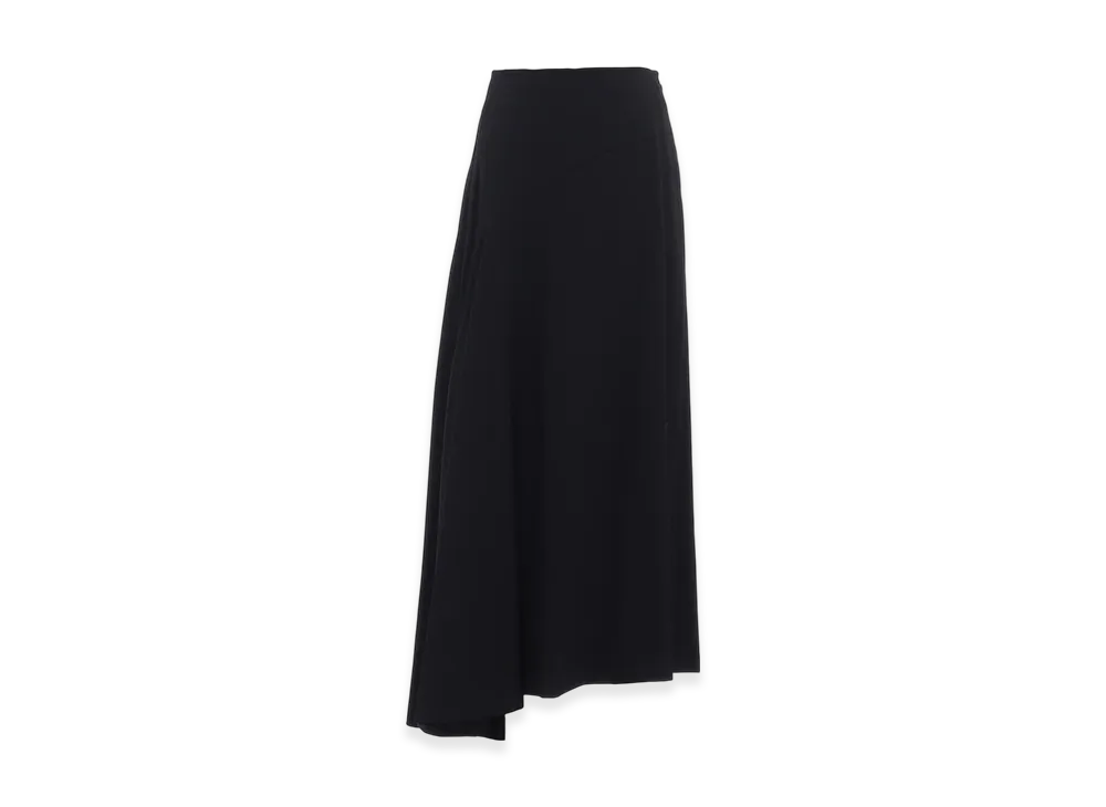 Y's Wool Gabardine Asymmeteric Flare Skirt "Black"