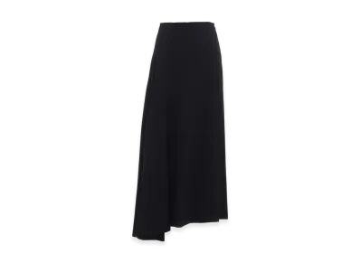 Y's Wool Gabardine Asymmeteric Flare Skirt "Black"