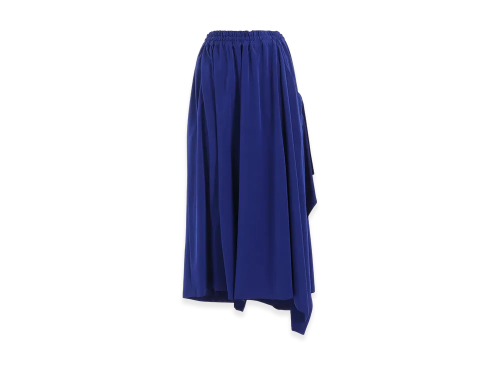 Y's Crepe De Chine Side Cloth Elastic Pants "Blue"