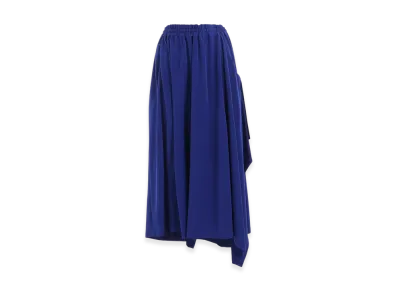 Y's Crepe De Chine Side Cloth Elastic Pants "Blue"