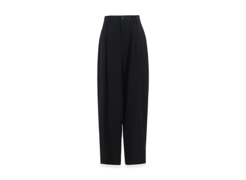 Y's Wool Gabardine Front Double Tucked Pants "Black"