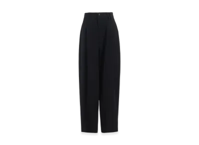 Y's Wool Gabardine Front Double Tucked Pants "Black"