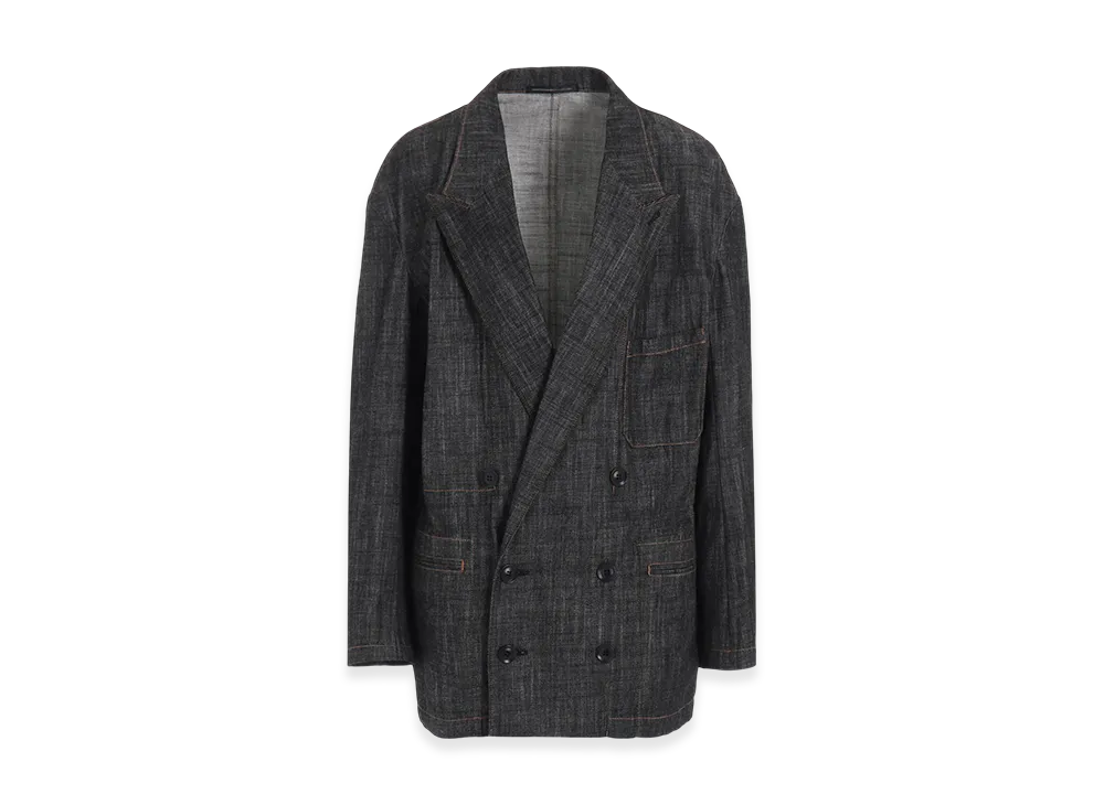 Y's 8OZ Denim Peaked Lapel Jacket "Black"