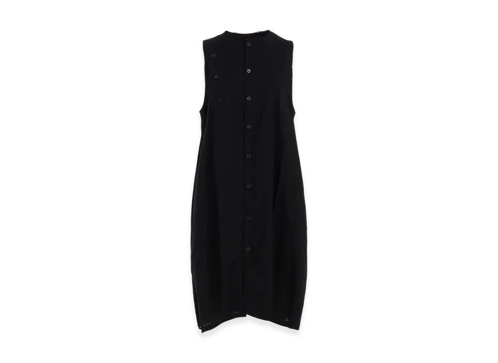 Y's Born Product Thin Cotton Twill Asymmeteric Button Dress "Black"