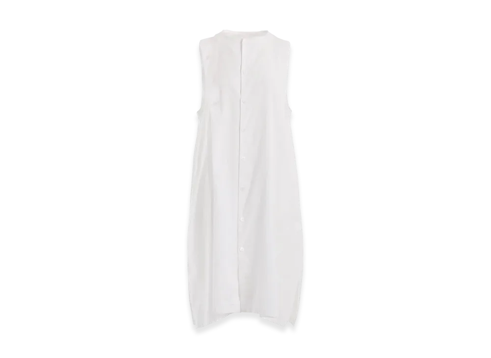 Y's Born Product Thin Cotton Twill Asymmeteric Button Dress "White"