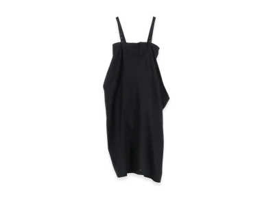 Y's Born Product Thin Cotton Twill Asymmeteric Shoulder Strap Dress "Black"