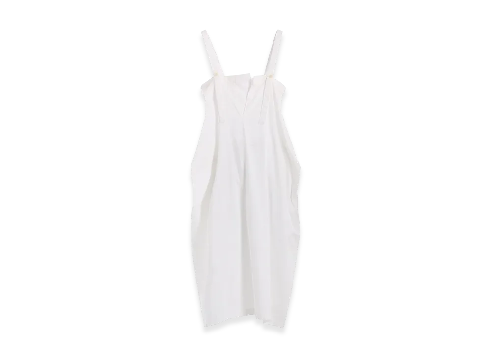 Y's Born Product Thin Cotton Twill Asymmeteric Shoulder Strap Dress "White"