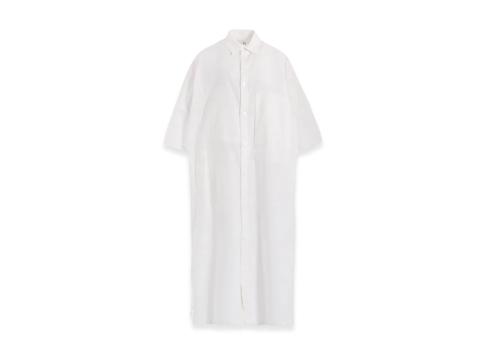 Y's Born Product Thin Cotton Twill Big Shirt Dress "White"