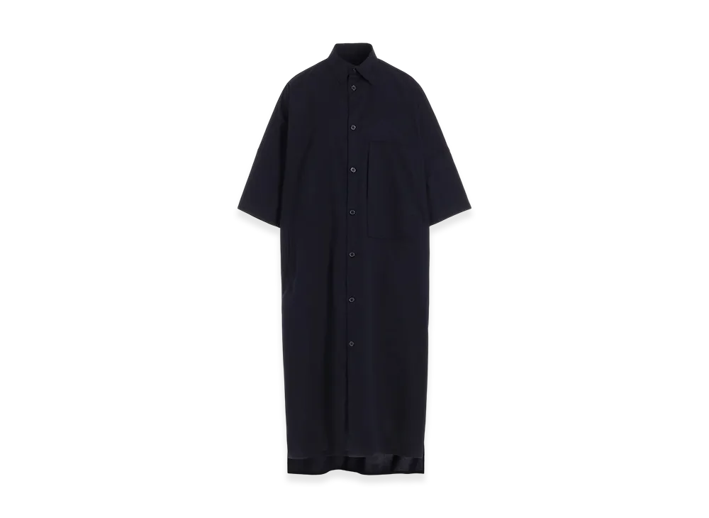 Y's Born Product Thin Cotton Twill Big Shirt Dress "Navy"