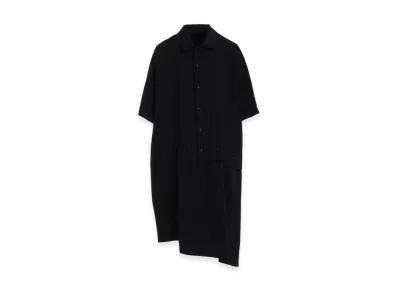 Y's Born Product Cotton Twill Half Sleeve Asymmeteric Dress "Black"