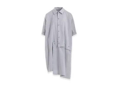 Y's Born Product Cotton Twill Half Sleeve Asymmeteric Dress "Light Grey"
