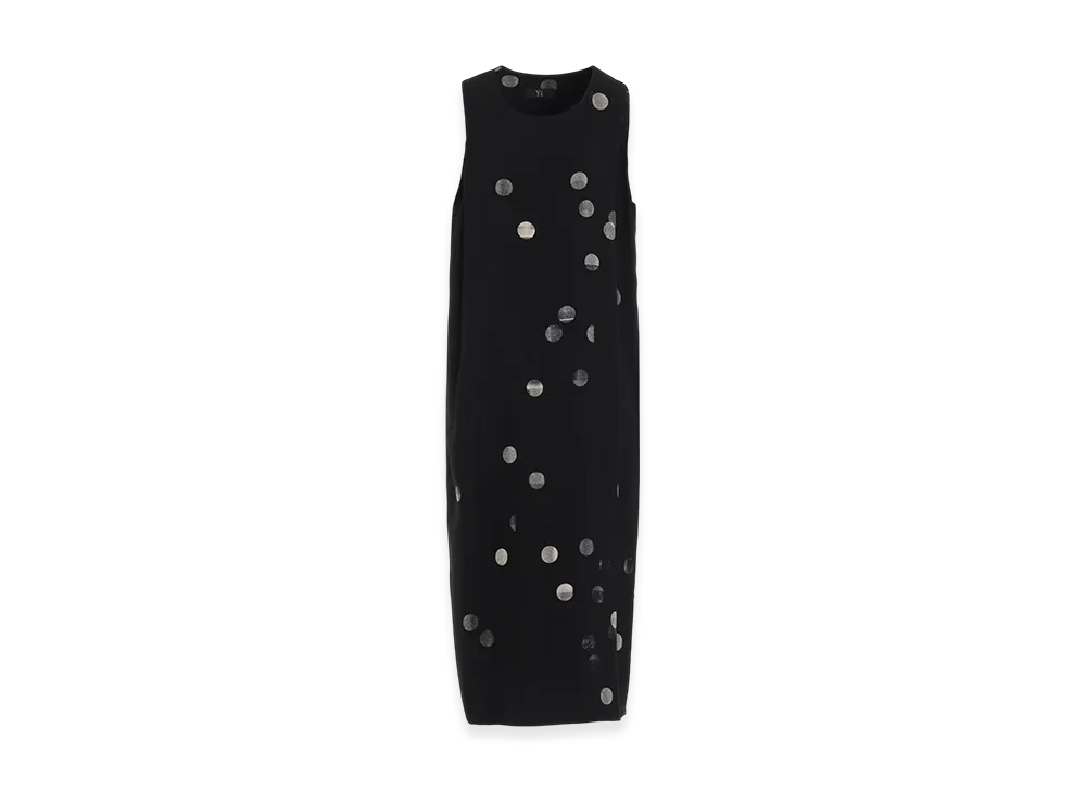 Y's Cu/Ry Gabardine Dot Sleeve Less Dress "Black"