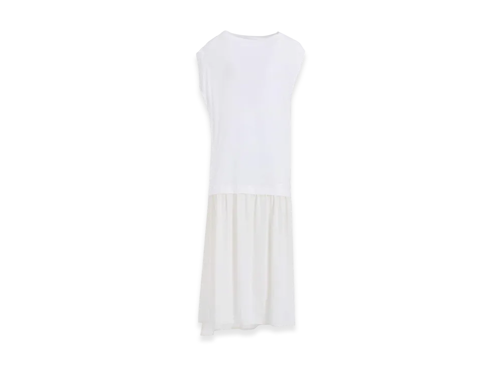Y's Crepe De Chine Cloth French Sleeve Dress "Off White"