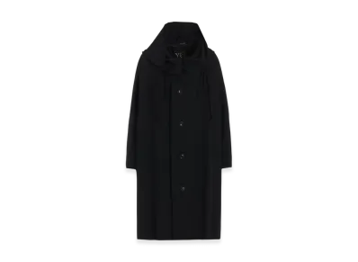 Y's Wool Gabardine Big Hoodie Coat "Black"
