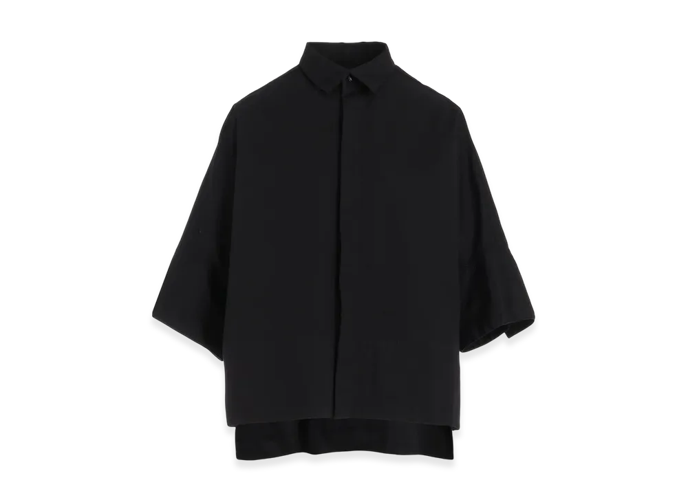 Y's Born Product Cotton Twill Wide Cuffs Shirt "Black"