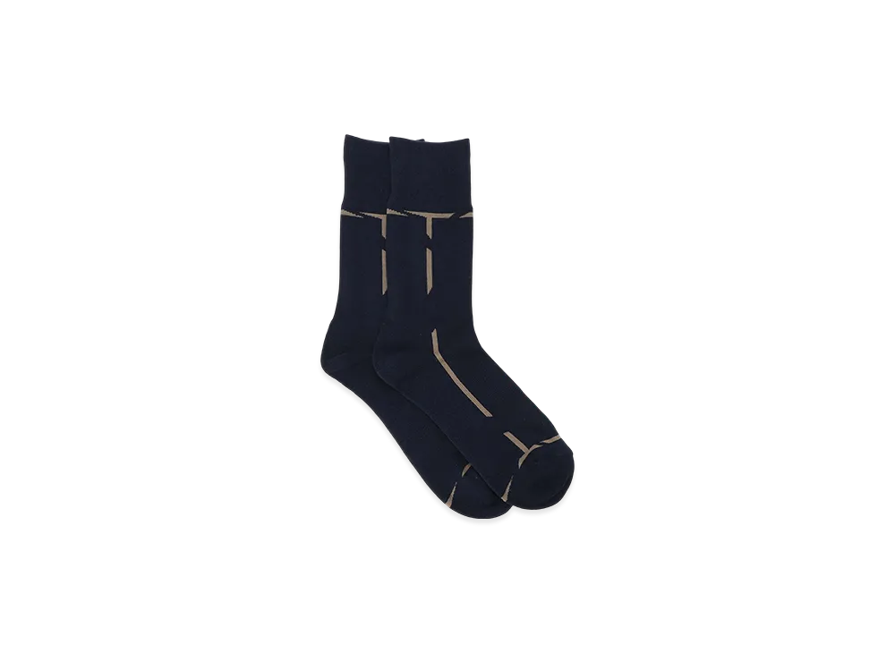 Y's x Chicstocks Line Socks "Navy"