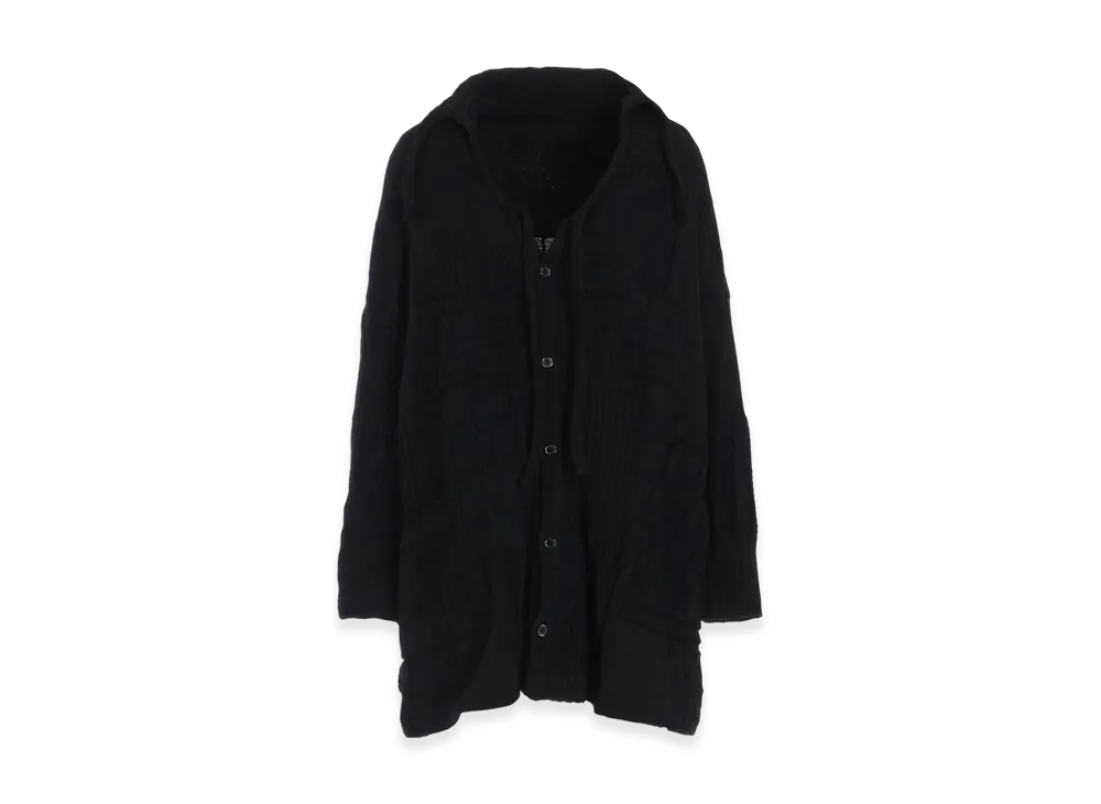Y's Multi Plaid Links Stitch Long Cardigan "Black"