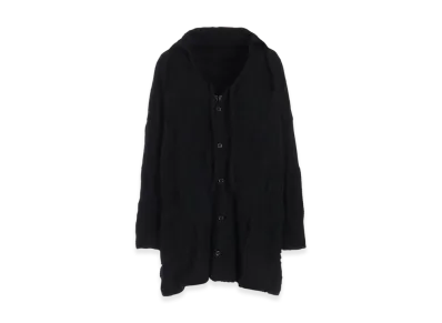 Y's Multi Plaid Links Stitch Long Cardigan "Black"