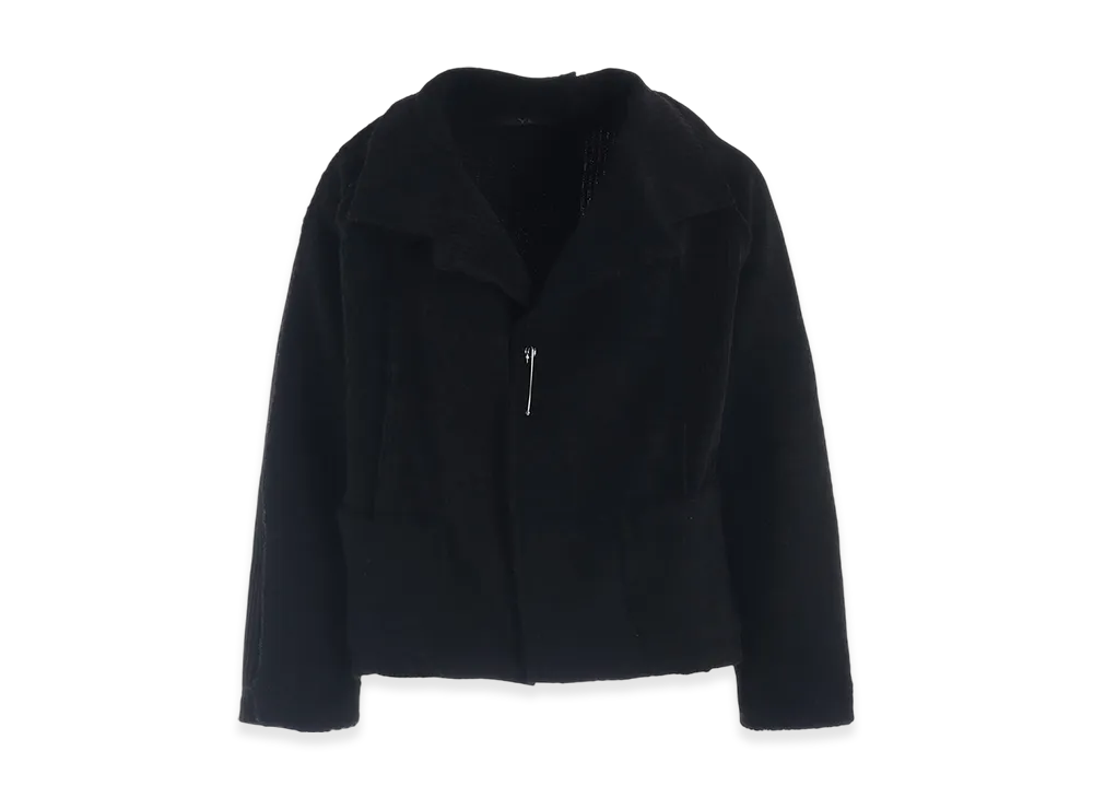 Y's Wool Brend Pile Coat With Pin "Black"