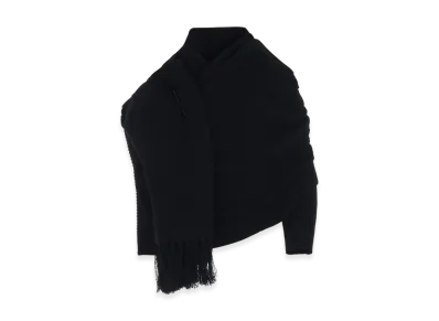 Y's Wool Knit Stole "Black"