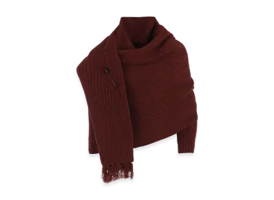 Y's Wool Knit Stole "Wine"